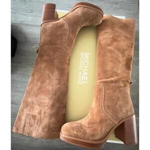 MICHAEL Michael Kors Hayden Luggage Suede Block-Heel Boots Women